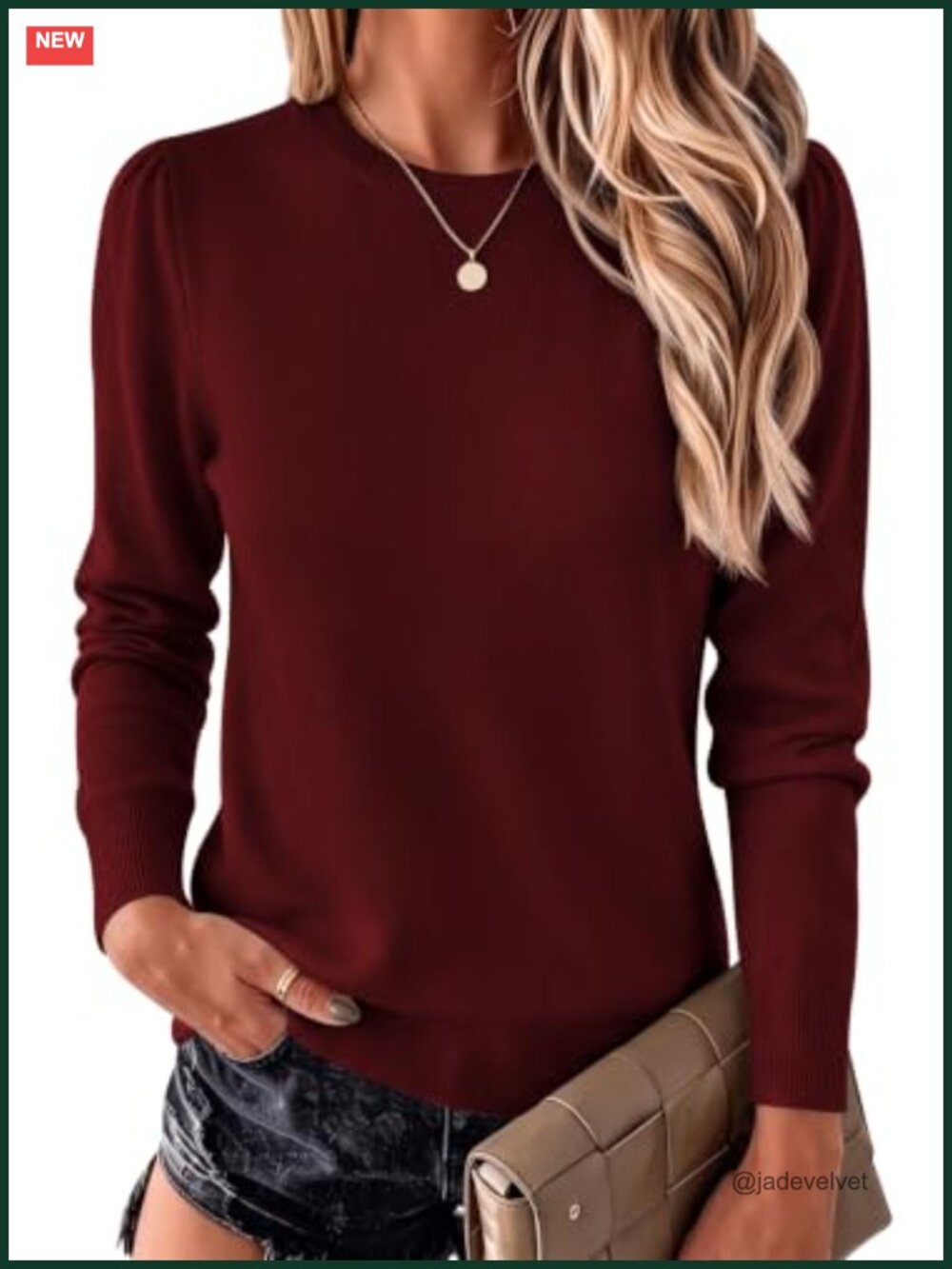 Women's Crew Neck Sweater Long Sleeve Lightweight Knit Pullover